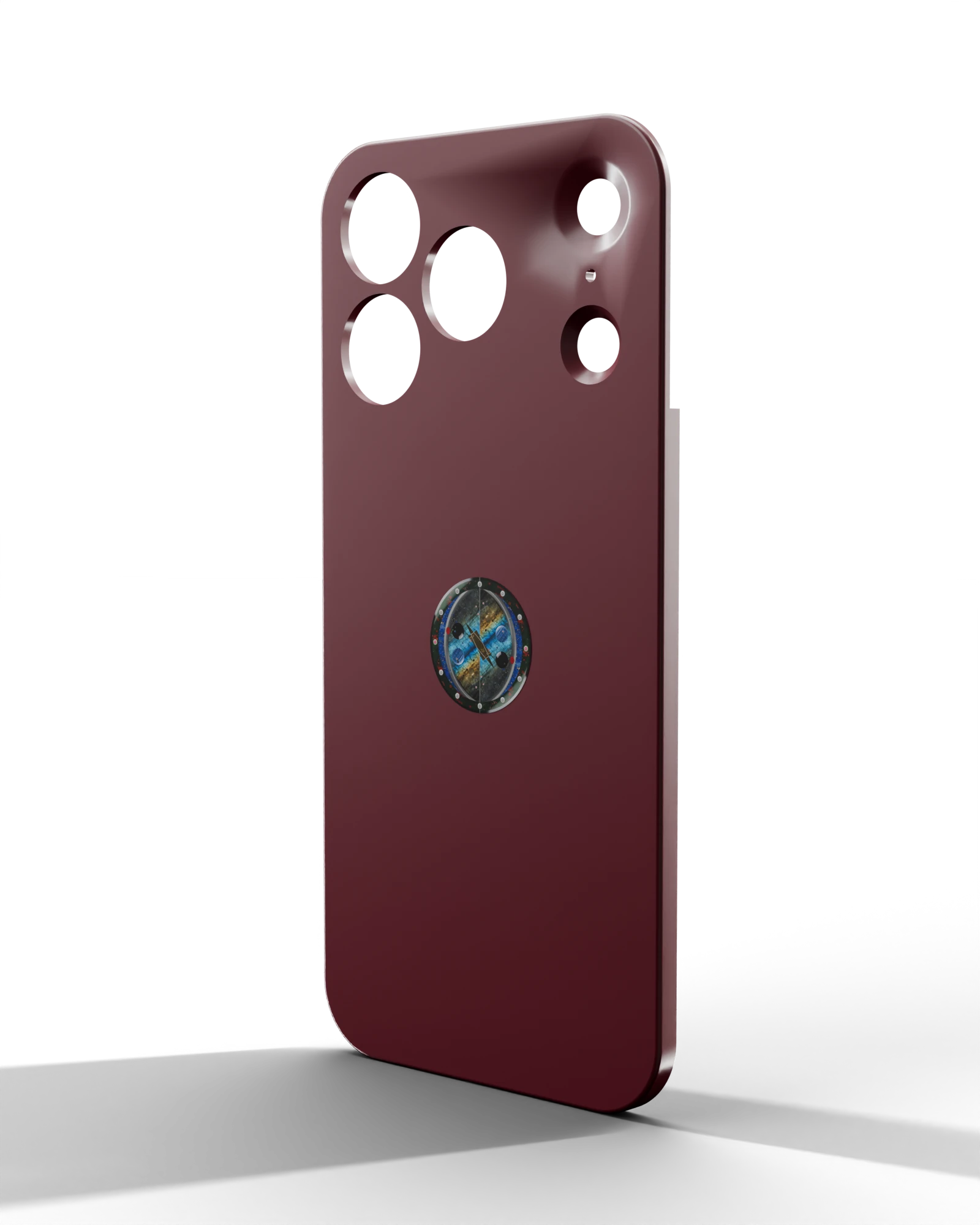 suñůlink.shield in Burgundy ceramic-coated titanium, angled